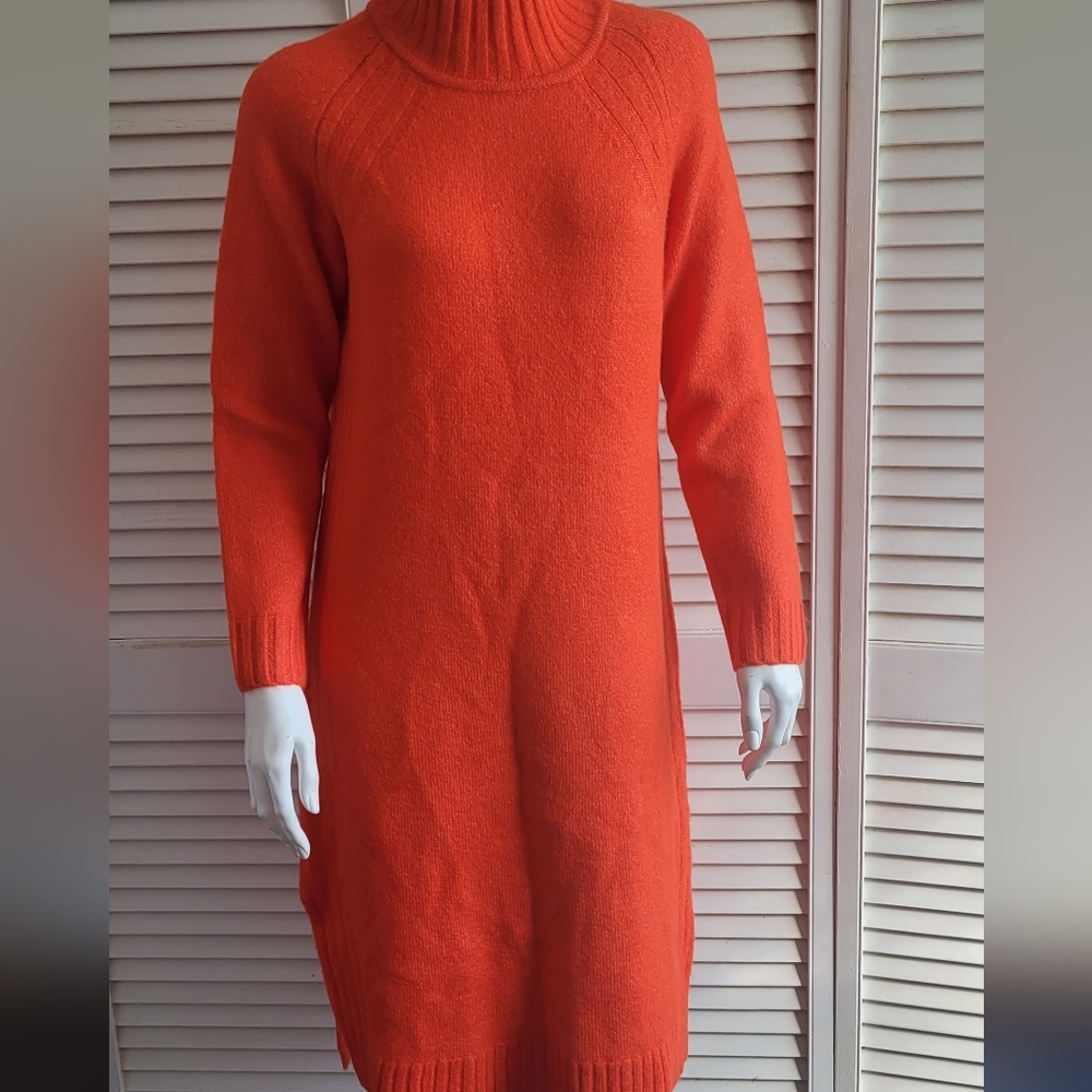 Roolee Womans Sz. S Orange Sweater Dress Wool Blend Gorgeous Midi Very Soft